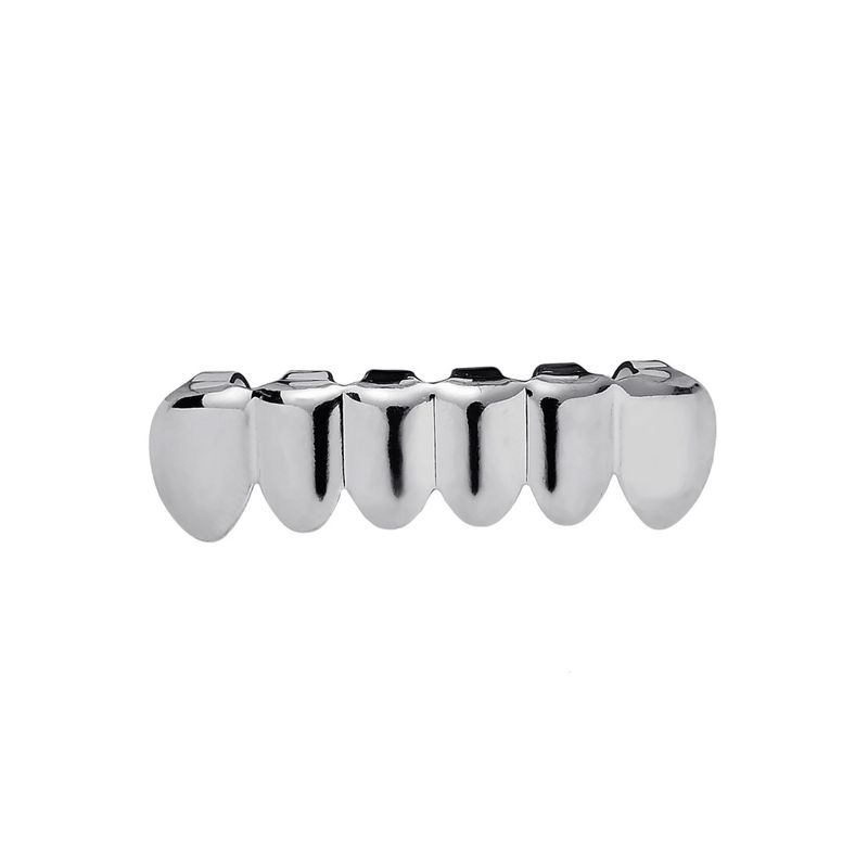 hip hop people's real gold electroplated braces with convex and concave grid texture hip hop braces big gold teeth_voghion.com