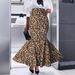 Women's Leopard Print Fishtail Midi Skirt – Stretchy Polyester Wrap Skirt With Elastic Waist For Casual & Night Out (S-XXL)_voghion.com