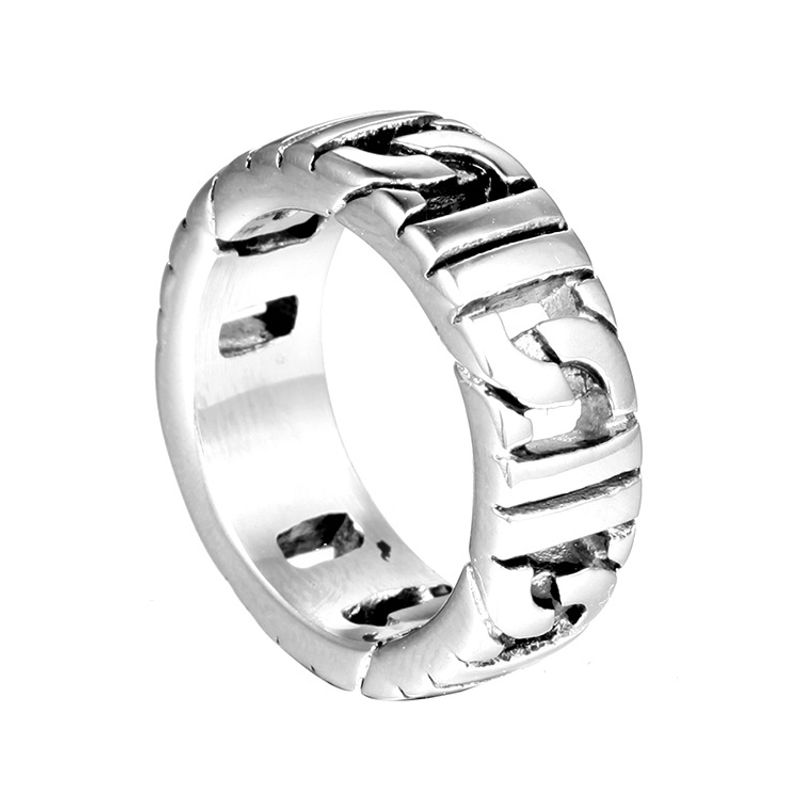 Accessori Anello in acciaio al titanio cubano intrecciato alla moda da uomo_voghion.com