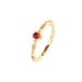 Simple Design Ring Set - Round Yin Nan Red Agate (Persimmon Hue) With Zircon Inlay | Vibrant Color Jewelry For Daily Wear_voghion.com