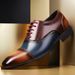 Euro Step Spring And Autumn New Brogue Color-Block Men's Carved Fashion Breathable Versatile Business Formal Wedding Leather Shoes_voghion.com