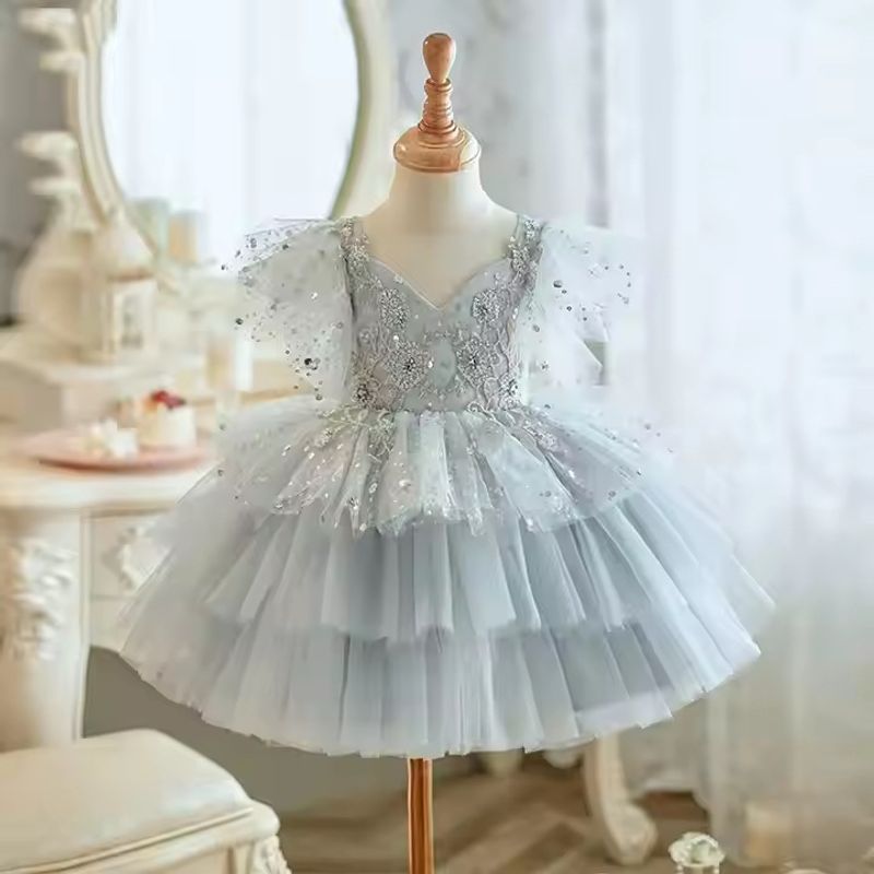 Small Size Girl Princess Dress Lace Children's Dress Girl Baby Girl One Year Old Dress Tutu Skirt Piano Performance Costume_voghion.com