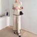 Women's Clothing Retro lazy style contrast color knitted suit_voghion.com