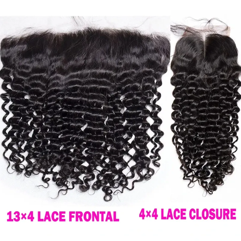 Peruvian Hair Lace Closure Pre plucked Deep Wave Hair Transparent Lace Frontal Human Hair Natural Hair Line_voghion.com