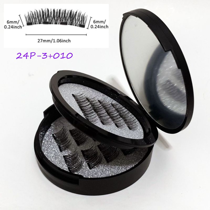 Magnetic Eyelashes 24P 3 Magnetic False Eyelashes With Mirror Half Eye Magnetic Eyelashes Magnetic Lashes Zero Glue_voghion.com