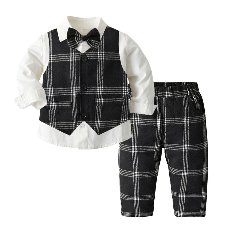 Ropa de bebé Traje de niño Traje de niño Niños guapos Traje de niño inconformista Vestido elegante traje a cuadros_voghion.com