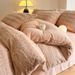 2025 Class A Carved Rabbit Fur Plush Four-Piece Winter Thickened Milk Velvet Sheet Quilt Cover Nantong Coral Fleece Bed_voghion.com