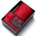 Hochzeits-Bräutigam-Feier Weinrote Krawatte, Herrenanzug-Manschettenknöpfe, Brustblumen-Accessoires-Set-Box_voghion.com