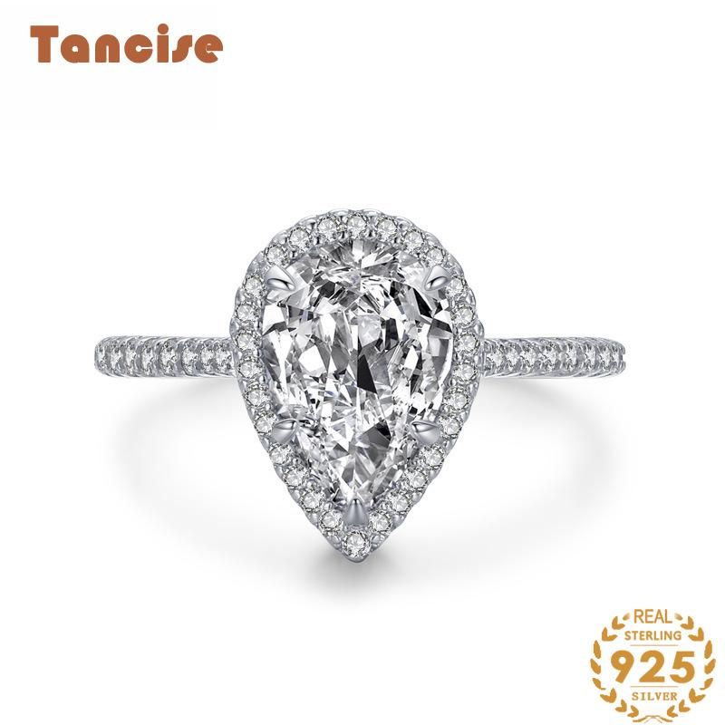 Tancise Anello in argento con zirconi classici Gioielli da donna Promessa di nozze Regalo per feste_voghion.com