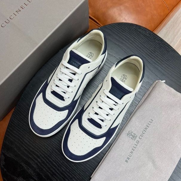 Zapatillas deportivas informales con cordones Brunello C para hombre, transpirables, de malla y cuero con parches, en caja original 1:1 (BC)_voghion.com