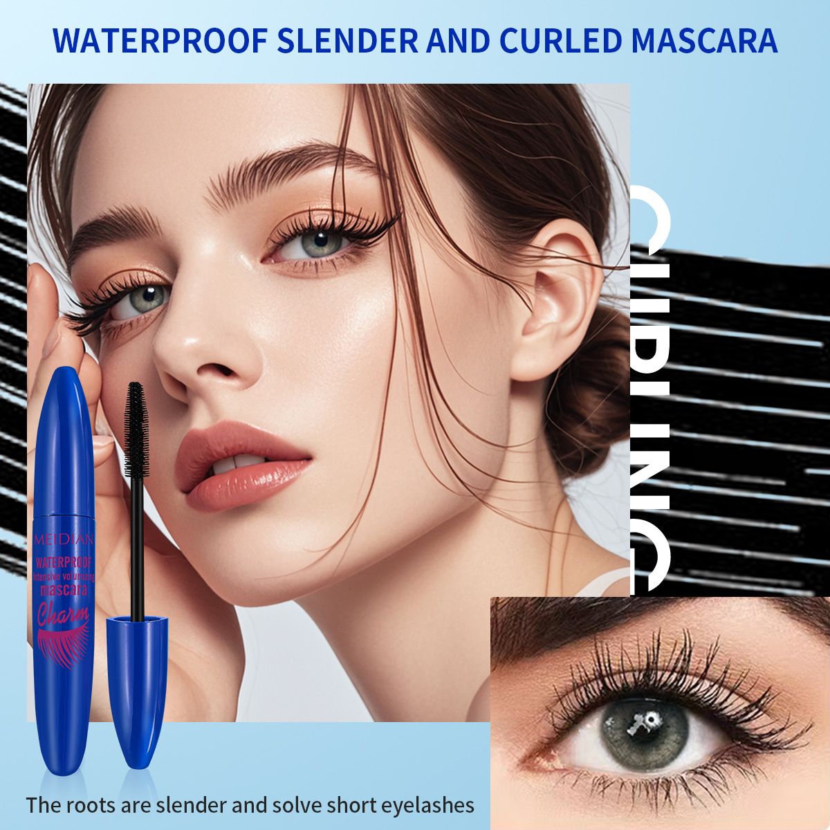 Mascara Meidian Mascara Wasserfeste, dicke, geschwungene, lange und nicht verschmierende Wimperntusche_voghion.com