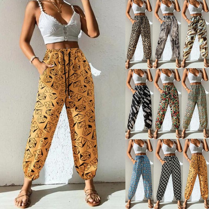 women's  new  leggings printed wide-leg harem pants bloomers_voghion.com