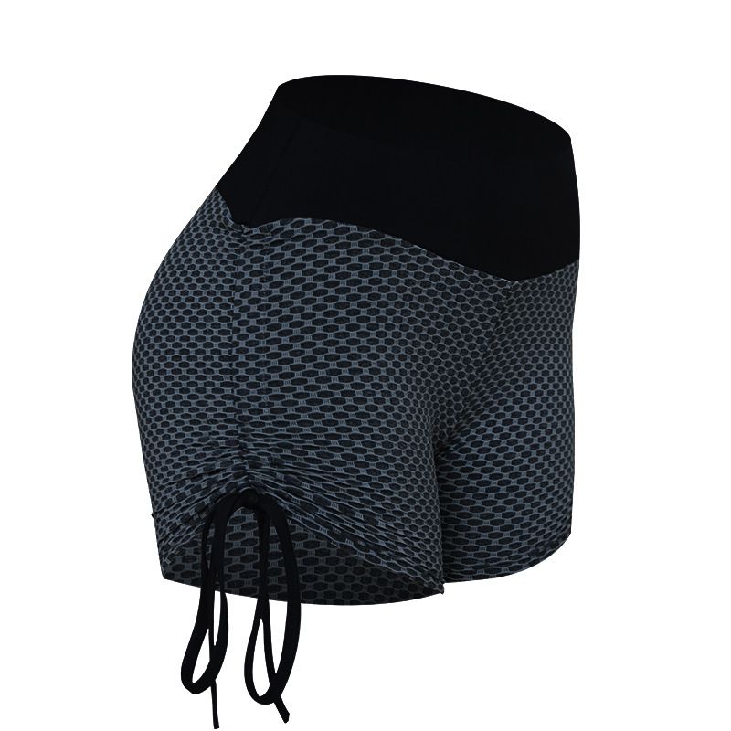 Women's clothing Mesh honeycomb drawstring peach hip high waist exercise pants_voghion.com