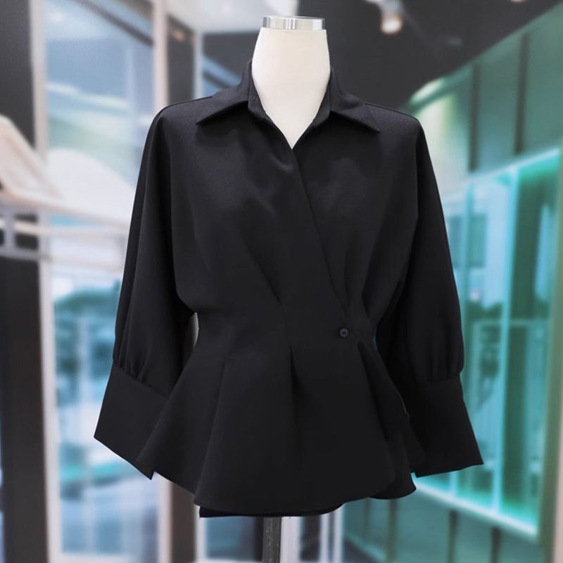 Camicia bianca da donna, nuova camicia di alta qualità, stile maturo sul posto di lavoro, vita sottile, vita francese_voghion.com