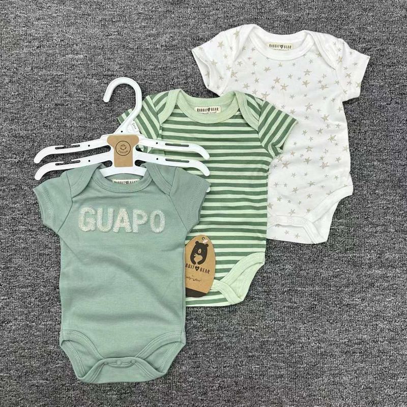 Small Size Cross Border Baby Jumpsuit Boy And Girl Baby Three Piece Set Fart Clothes Short Sleeved Suit Boy And Girl Baby Summer_voghion.com