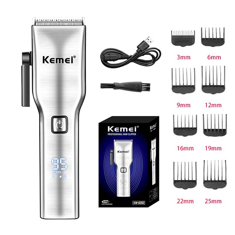 Kemei Km-6050 Multifunction Usb Charging Low Noise Personal Fast Cutting New Design Digital Display Hair Clipper_voghion.com