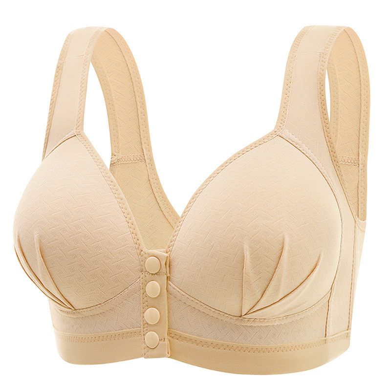 New Plus Size Front Opening Vest Style Cotton Underwire Bra, Women's Bra No Wire, Gathering Anti Sagging Side Folding Beautiful Back Bra_voghion.com