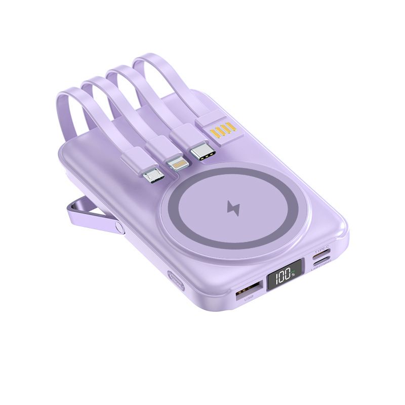 Magnetic Wireless Power Bank 10000mAh With Built-in Stand & Fast Charging, Portable Compatible Charger For IPhone & Android​_voghion.com