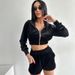 2025 2025 New Cross-Border European And American Fashion Printed Set Long Sleeve Zipper Cardigan Top Casual Shorts_voghion.com