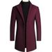 Autumn and winter mid to long slim fit solid color woolen windbreaker coat, men's clothing_voghion.com