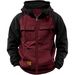 Spring And Autumn New Men's Hooded Solid Color Youth Sports Multi-Pocket Leather Patch Sweatshirt Workwear_voghion.com
