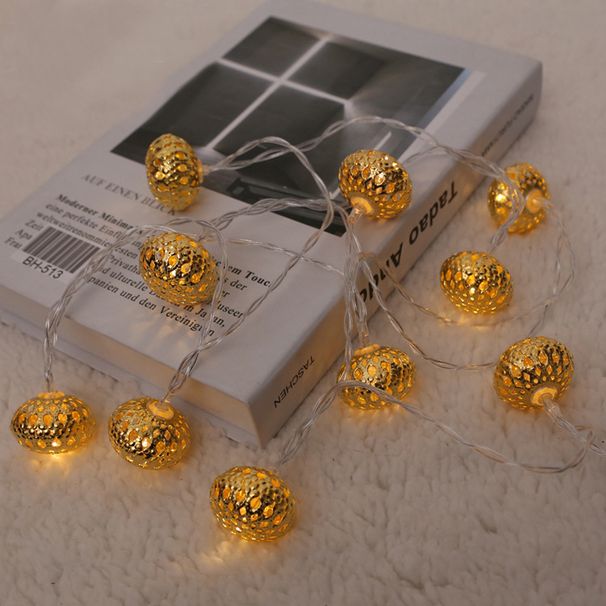 Ensemble de décorations lumineuses de Noël modernes - 6 guirlandes lumineuses de 2 m (lingot d'or, étoile, ananas, ampoule) pour la décoration intérieure et extérieure des fêtes de fin d'année_voghion.com