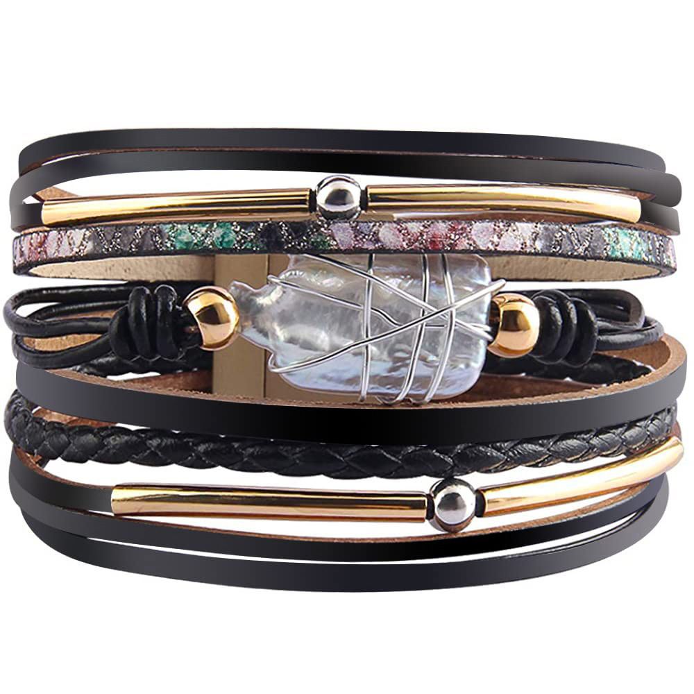 New Leather Wrapped Bracelet Bohemian Bracelet Versatile Women Wear Handmade Jewelry_voghion.com