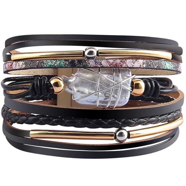 New Leather Wrapped Bracelet Bohemian Bracelet Versatile Women Wear Handmade Jewelry_voghion.com