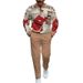 2025 European And American Foreign Trade Christmas Men's Loose And Casual Two-piece Set Contrasting Color Stand-up Collar Zipper Sweater Trousers Set_voghion.com