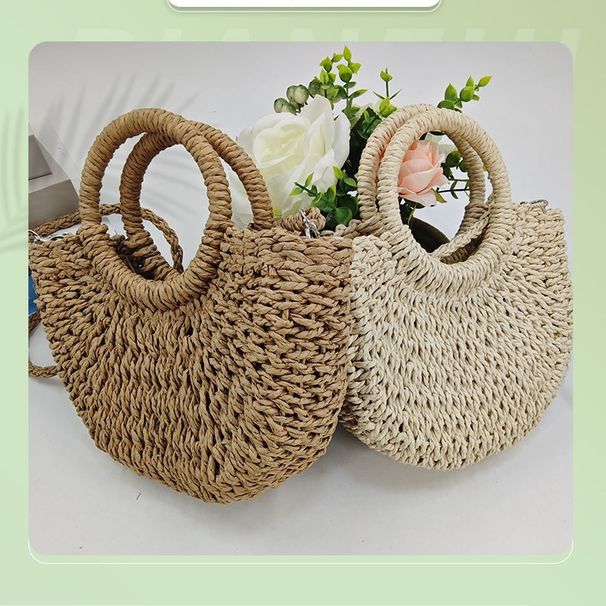 Borsa a mano minimalista Straight 2025, borsa da spiaggia, essenziale per scattare foto, borsa intrecciata senza fodera né tracolla_voghion.com