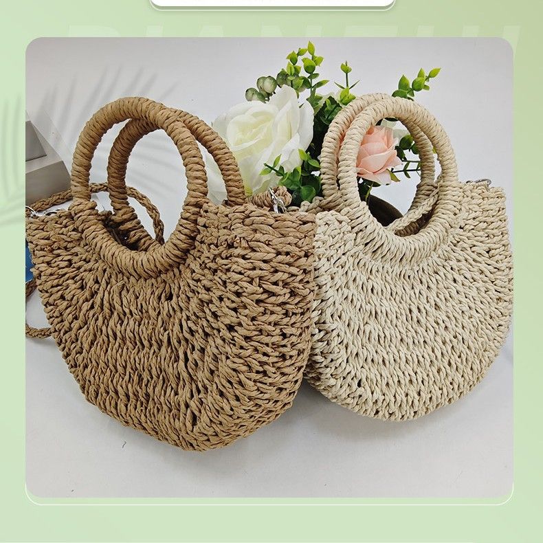 Straight 2025new Minimalistische Handtasche, Strandtasche, Unverzichtbar zum Fotografieren, Gewebte Tasche ohne Futter oder Schultergurt_voghion.com