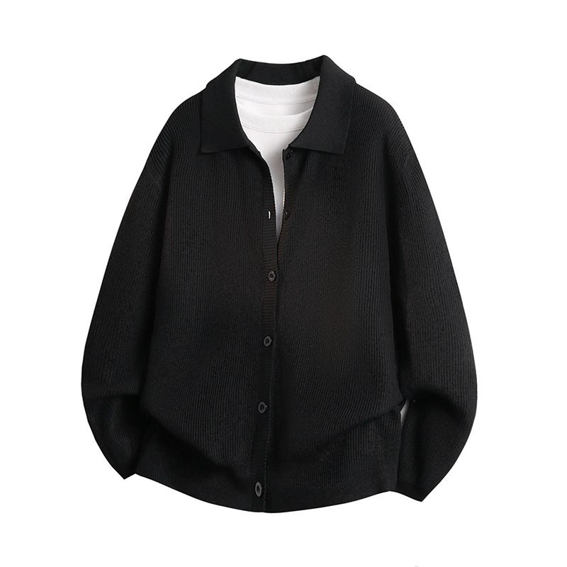 Men's Military Green Shawl Collar Knit Shirt Jacket – Oversized Casual Pullover With Long Sleeves (Straight Fit, Spring/Fall Layering, M-3XL)_voghion.com