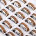 2025 New Arrivals 20 Pcs/Lot Wholesale Fashion Inlay Tree Timber Pattern Wood Stainless Steel Rings Jewelry For Women Men Party Gifts_voghion.com