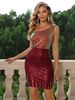 Damenkleid mit One-Shoulder-Ausschnitt und ärmellosem, paillettenbesetztem, hüftbetontem, wunderschönem und elegantem Damenkleid_voghion.com
