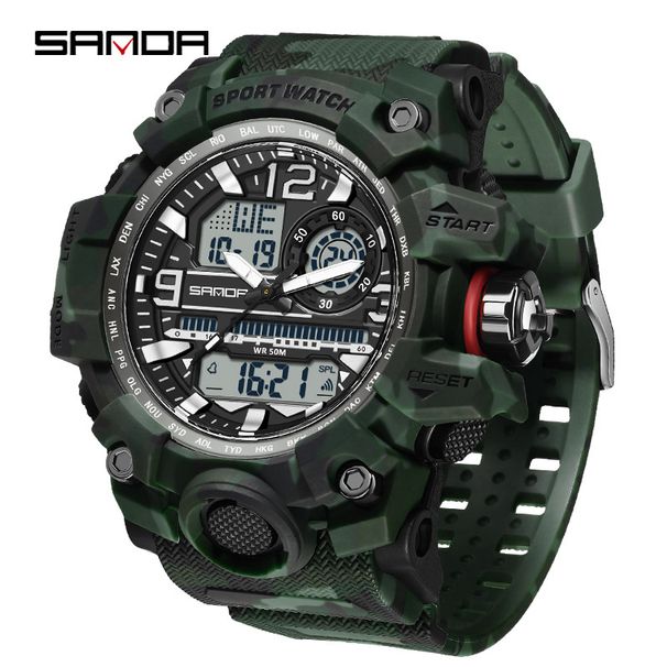 Sporty Digital Analog Watch With LED Backlight, Waterproof, Shockproof, Alarm - Multiple Color Options Creative Multi Function Watch_voghion.com