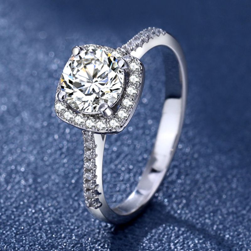 Pt950 Moissanite Diamant Ring für Frauen Weißgold Prinzessschliff 1 2 Karat Fassung_voghion.com