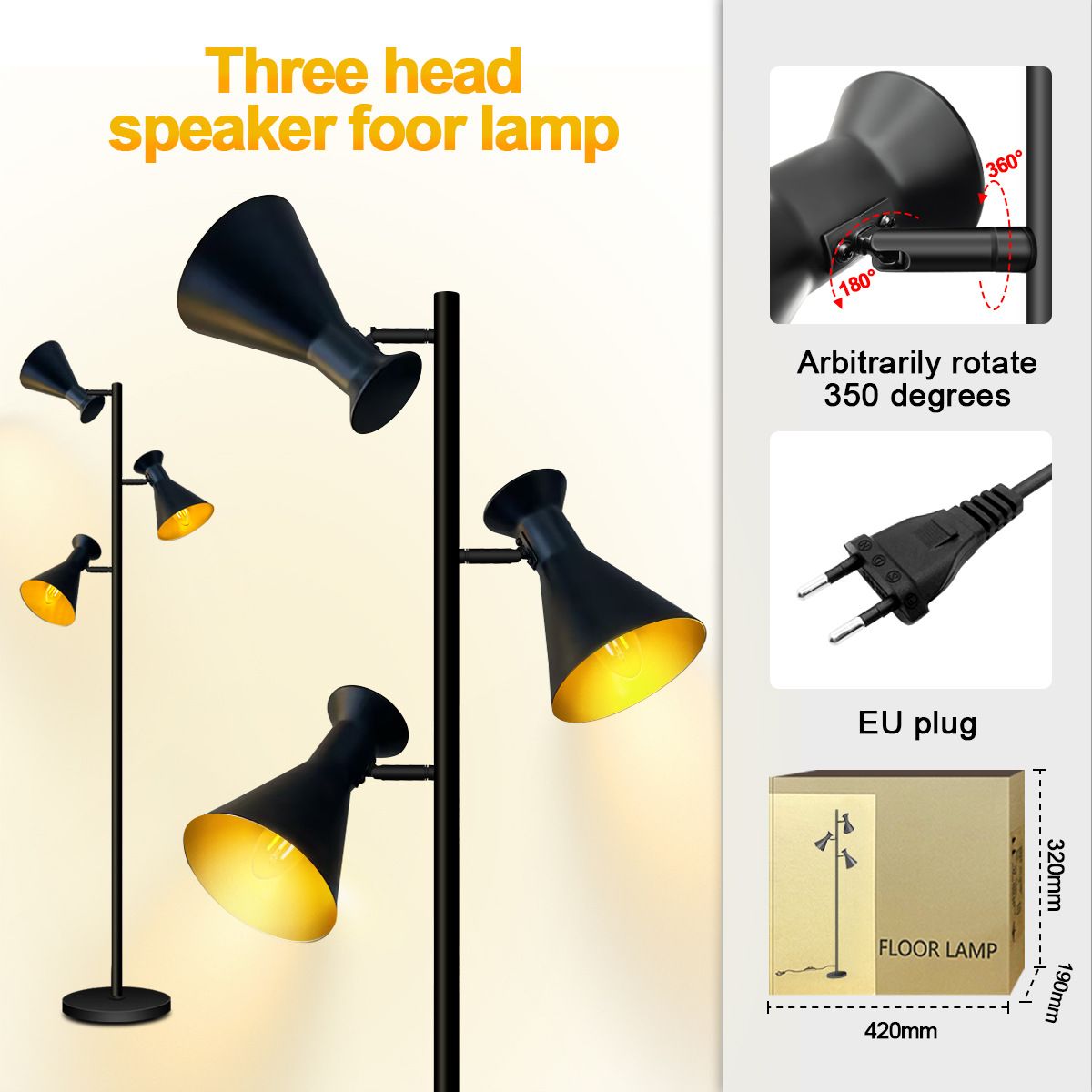 Dreikopf-Lautsprecher Fantasy Stehlampe Bluetooth Ecklampe Nachttischbeleuchtung Bodenleselampe_voghion.com