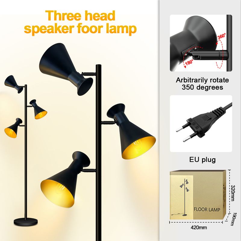 Three Head Speaker Fantasy Floor Lamp Bluetooth Corner Lamp Bedside Lighting Floor Reading Lamp_voghion.com