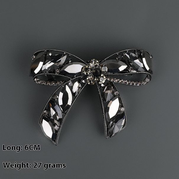 Funkelnde graue Strassschleife mit federleichtem Luxus, modisch, High-End-Feeling, Clip, Hinterkopf, Kreuz_voghion.com