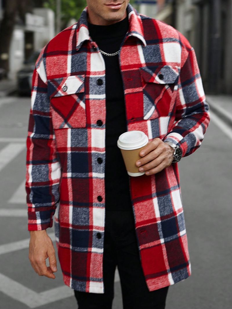 Neu Herren Jacke Hemd Casual Sport Lange Taste Doppel Tasche Windjacke_voghion.com