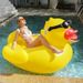 pvc oppblåsbar flytende rad Big Yellow Duck Ride Flytende seng Svømmestol Solbriller And Floating Row_voghion.com