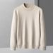 Men's Premium Wool Blend Sweater – American Style Relaxed Fit, Soft & Warm Crewneck/Turtleneck, Solid Color Casual Knitwear For Autumn & Winter_voghion.com