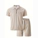 Summer Men's New Trendy Brand Random Print Fashion Two-Piece Casual Loose Short Sleeve Shorts Set_voghion.com