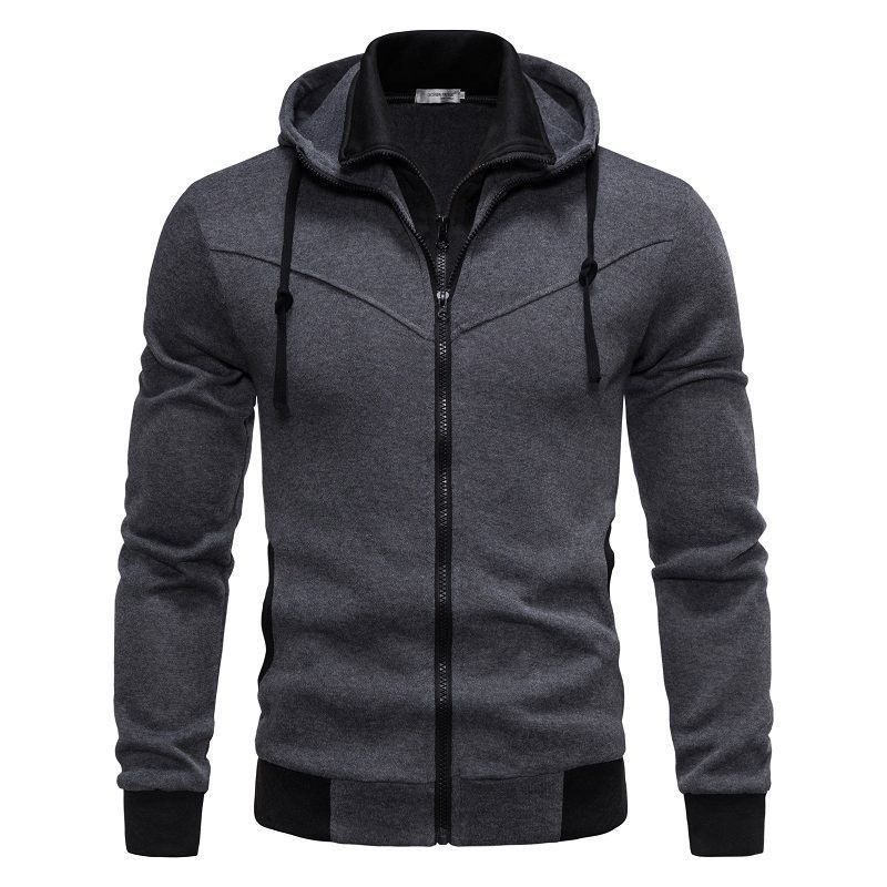 Abbigliamento da uomo Commercio estero Felpa da uomo Moda Casual Finto due pezzi Slim Contrasto Colore Felpa con cappuccio Cardigan Uomo Nuovo_voghion.com