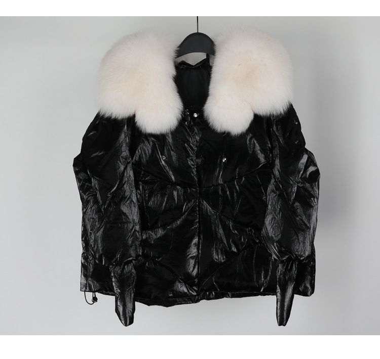 Women's fox fur collar short Warm jacket jacket_voghion.com