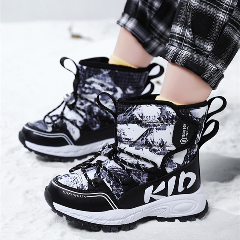 Kids' Shoes Winter New Thickened Velvet Children's Outdoor Snow Boots For Middle And Large Children Students Cotton Shoes_voghion.com