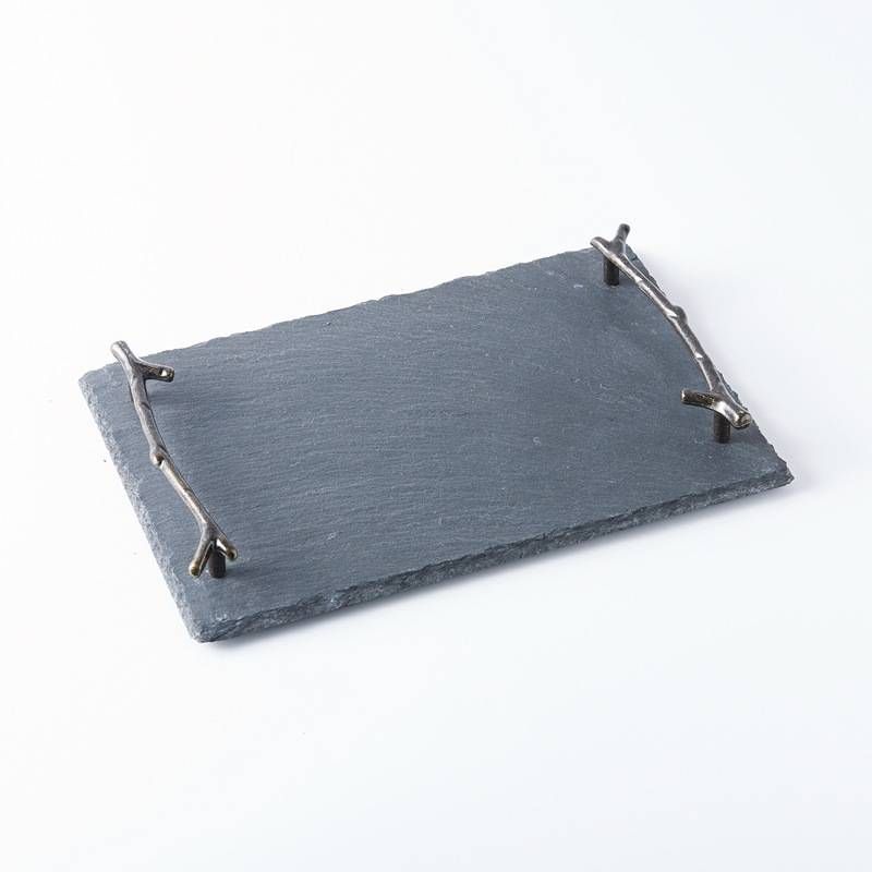 Vintage Wooden Handle Serving Tray Rustic Branch Design For Dining Room Kitchen Decorative Display Tray For Cups Bowls Tableware_voghion.com