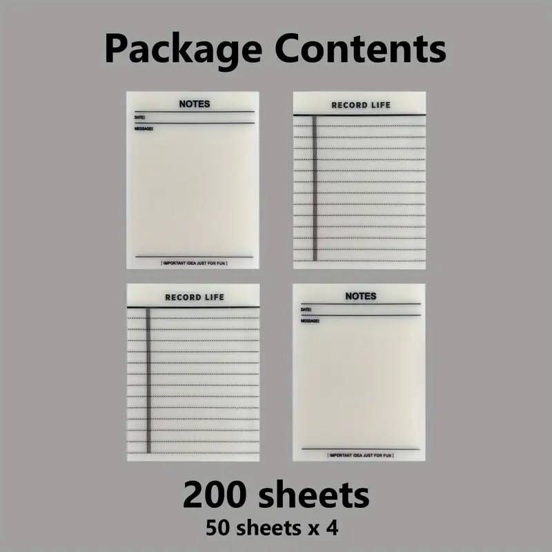 Halbtransparentes, wasserfestes Notizbuch mit Raster – wiederverwendbare Haftnotizen zum Lernen, Skizzieren und für die tägliche Planung (50 Blatt, 9,5 x 7 cm)​_voghion.com