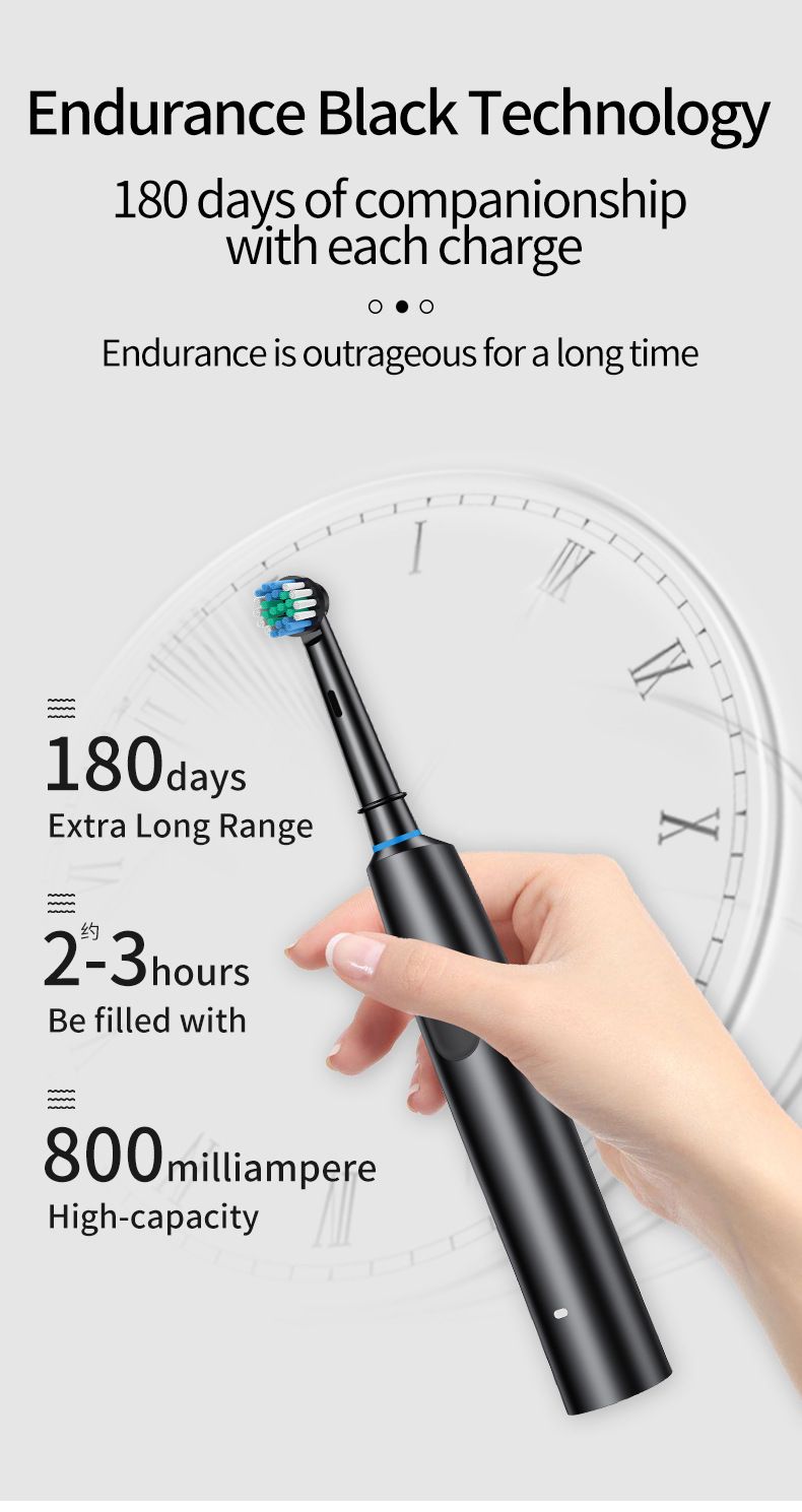 Elektrische Zahnbürste mit 5 Modi, rotierendem Bürstenkopf (360°), weichen Borsten, wasserdicht, wiederaufladbar, für Erwachsene_voghion.com