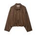Women's Faux Suede Bomber Jacket – Stylish Stand Collar, Lightweight Polyester, Trendy Streetwear Essential, Brown/Dark Green/Black, XS/S/M/L_voghion.com